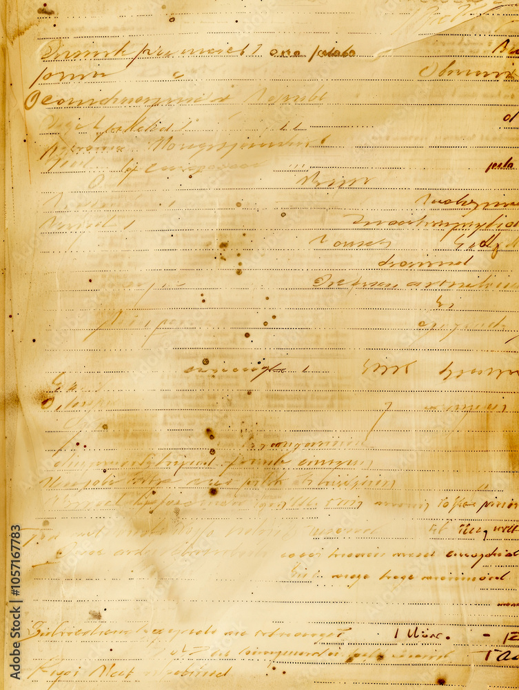 Old Dpocument Old document with faded, handwritten entries and visible aging marks ...