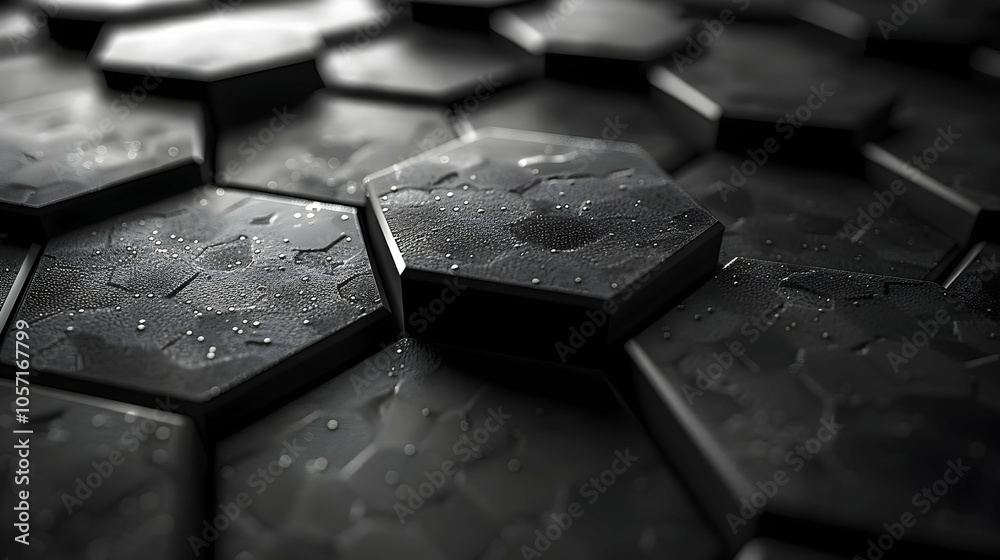 Abstract Black Hexagon Pattern 3D Illustration Abstract Black Hexagon Pattern 3D Illustration