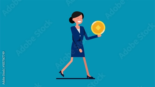 Businesswoman holding coin