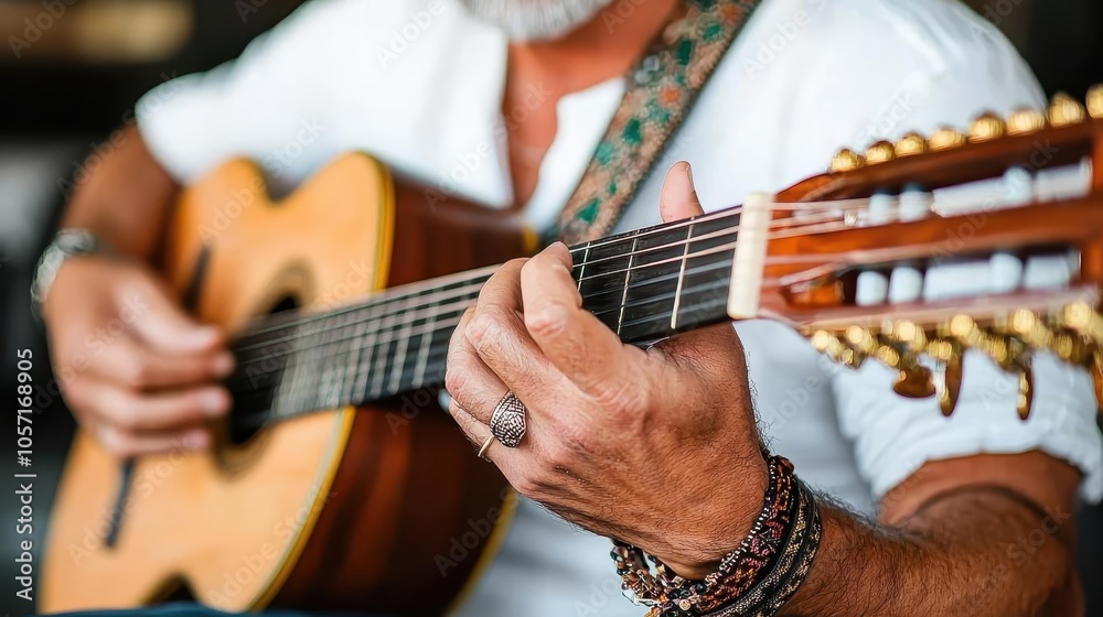 A striking portrait of a musician