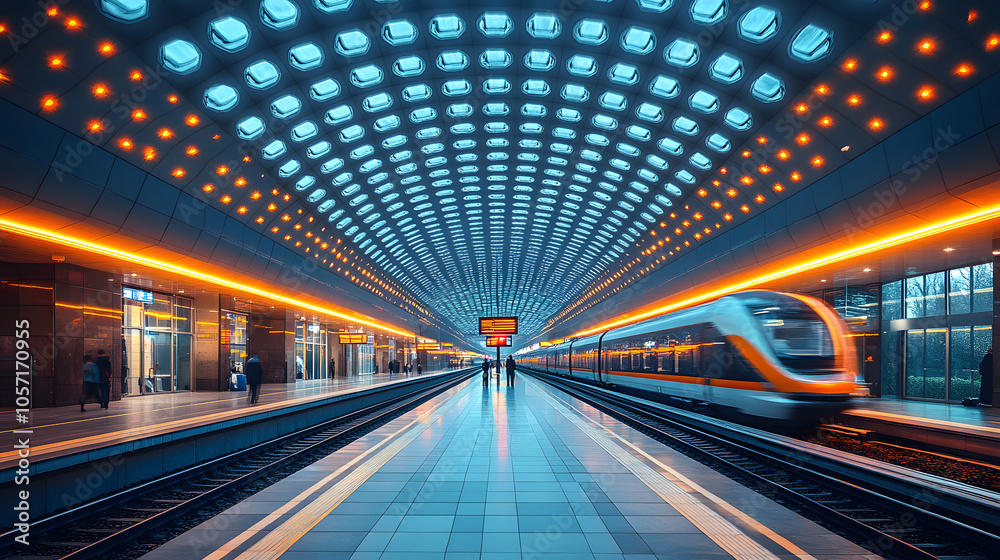 A Sleek Modern Train Station with Glass Ceilings and Clean Platforms, Showcasing Innovative Architecture and Efficient Transportation Design
A Sleek Modern Train Station with Glass Ceilings and Clean Platforms, Showcasing Innovative Architecture and Efficient Transportation Design