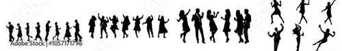Various silhouettes of party people drinking, dancing, and dancing with their friends.