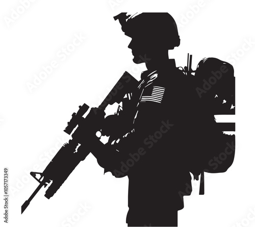 Silhouette of a salute soldier military salute in black and white background