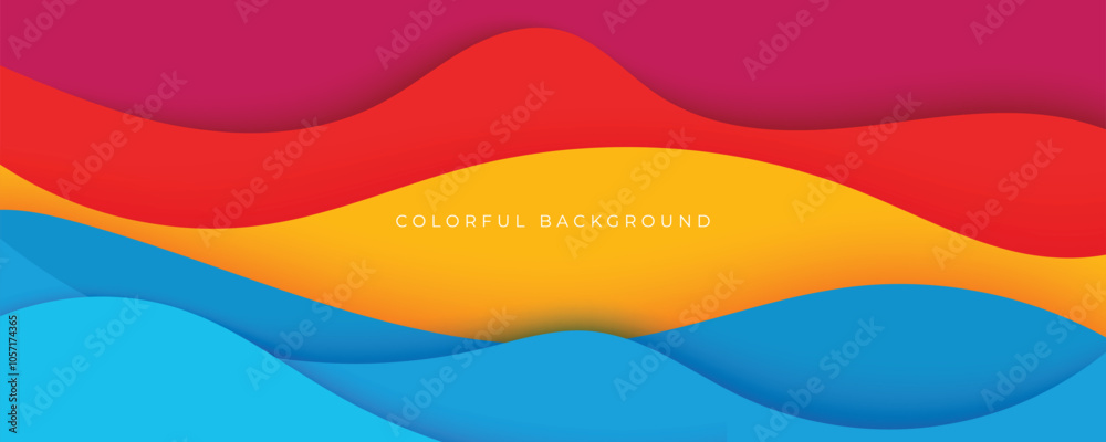 Obraz premium Abstract colorful 3D wavy background papercut style design for website and headline text