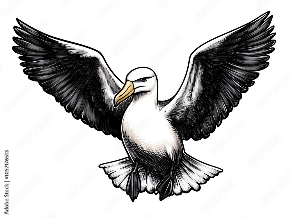 Obraz premium Albatross in flight, detailed illustration on isolated background.