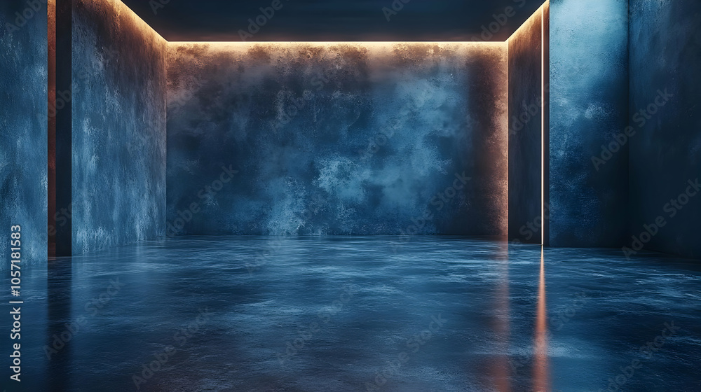 Glowing Lines in a Dark Room 3D Illustration Glowing Lines in a Dark Room 3D Illustration