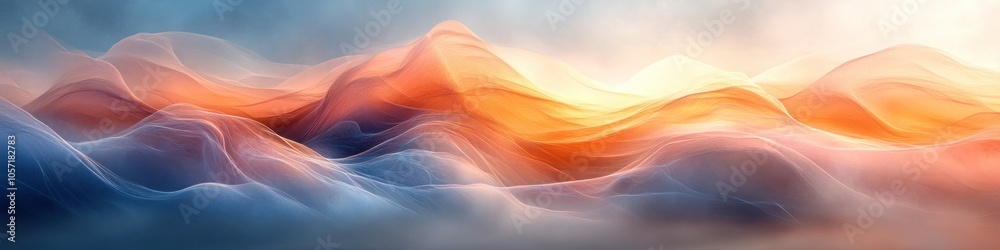 Obraz premium Abstract waves of color blending in a serene landscape.