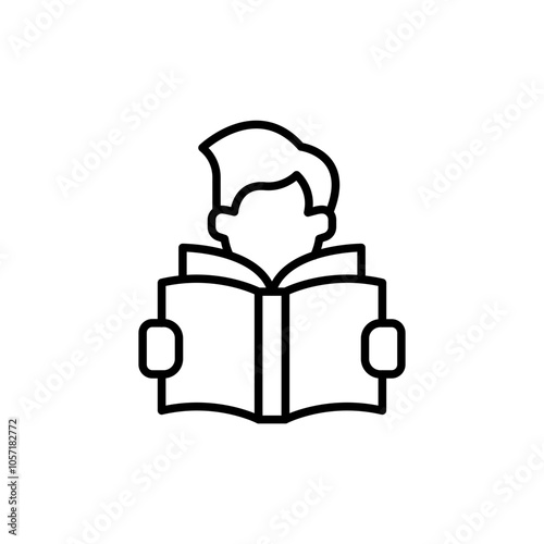 Reading book outline icons, minimalist vector illustration ,simple transparent graphic element .Isolated on white background