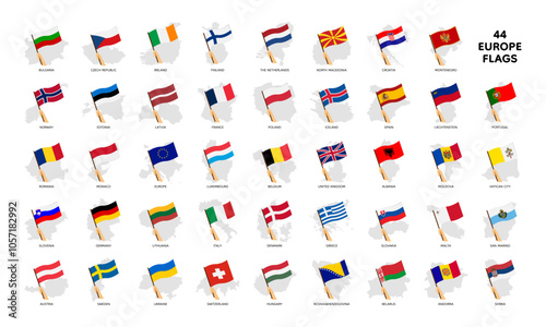 Set of flags of European countries