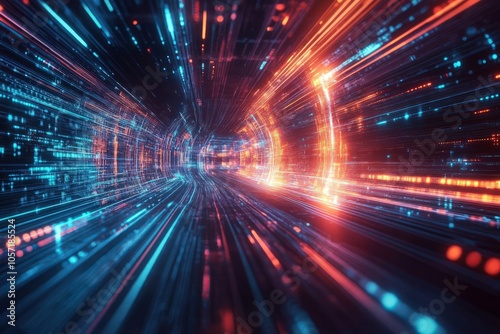 Futuristic light effect lines in a technology background