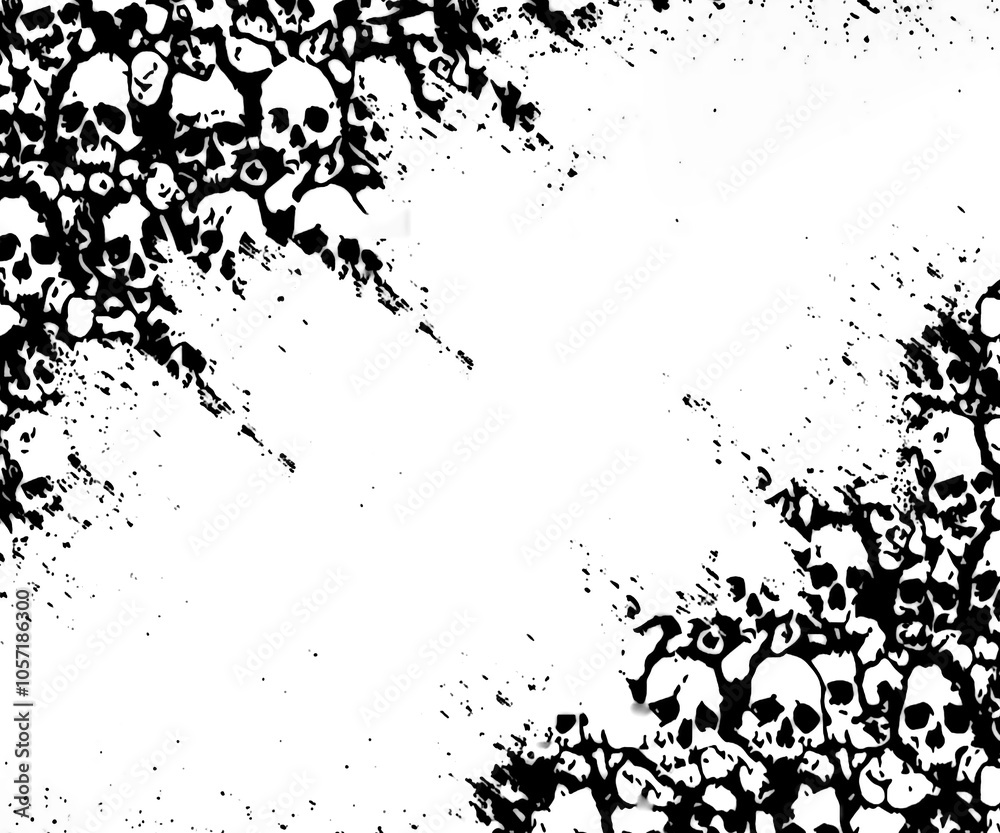 Black and white skulls texture background Black and white skulls texture background