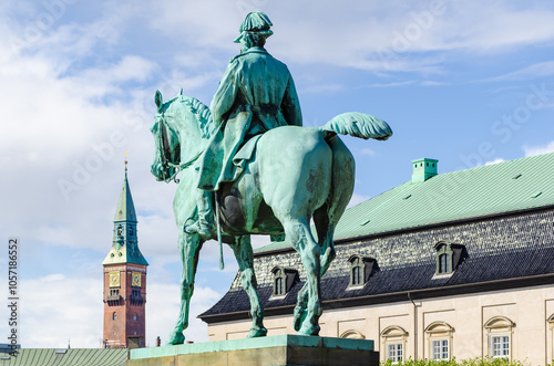 Statue of King Christian the 9th Copenhagen Denmark Inside the Danish Parliament Christiansborg palace