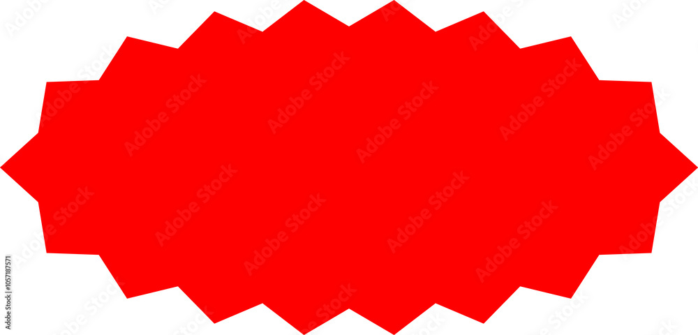 Starburst red sticker set - collection of special offer sale round and oval sunburst labels and buttons isolated on white background. Promo stickers with star edges. Vector