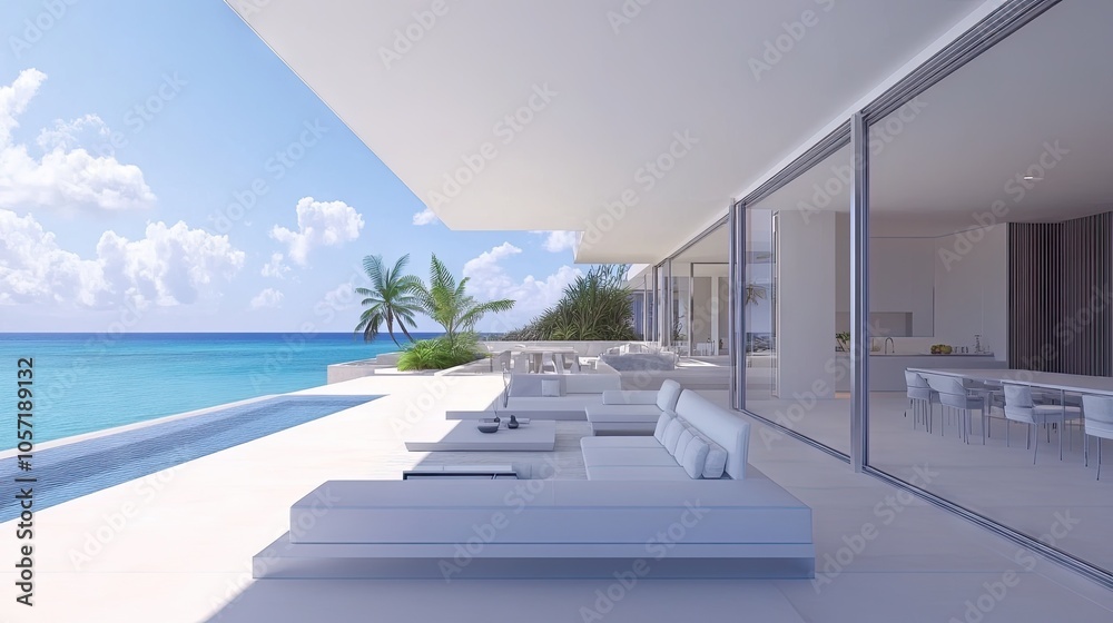 Fototapeta premium Modern beachfront villa with stunning ocean view