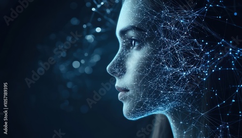 Connection between humans and AI, showcasing digital technology advancement