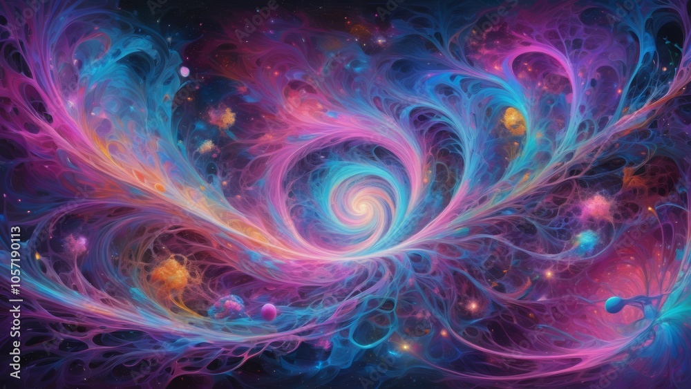 The high-resolution digital painting visualizes the depths of the interweaving of galactic consciousness The high-resolution digital painting visualizes the depths of the interweaving of galactic consciousness