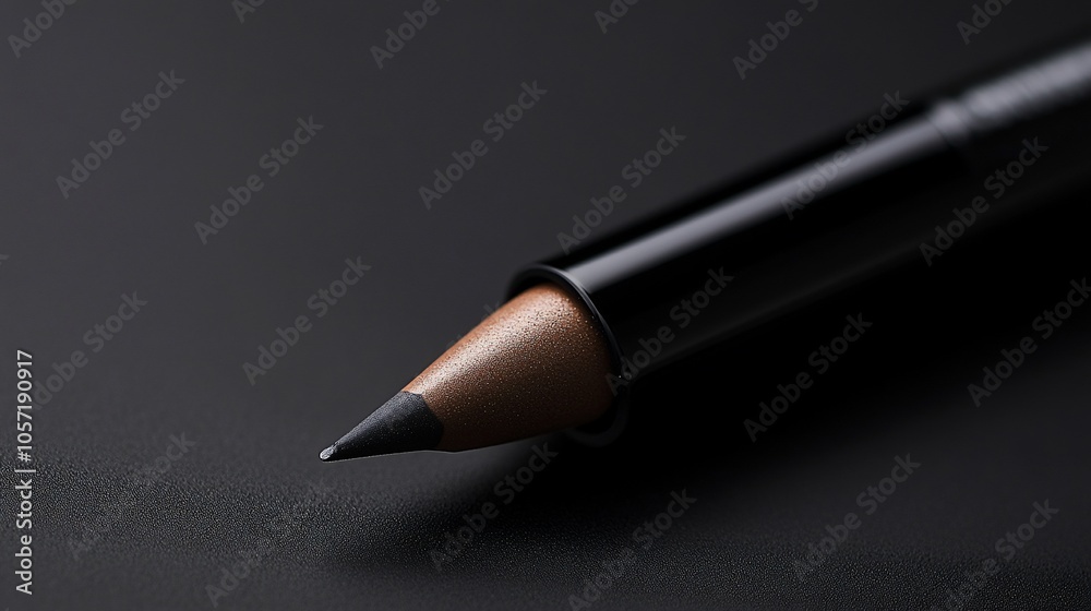 Close-up of a sharpened black pencil on a black background. Close-up of a sharpened black pencil on a black background.