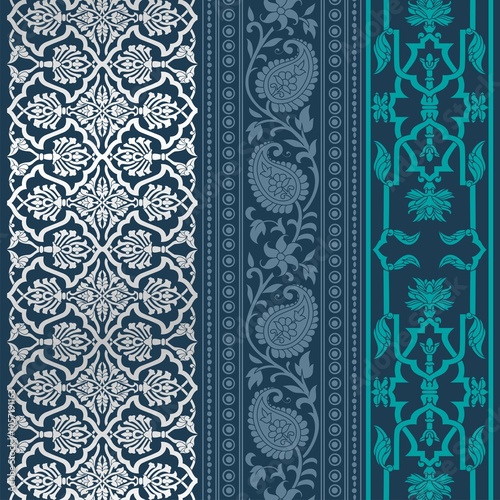 wedding card design, traditional paisley floral pattern , royal India	