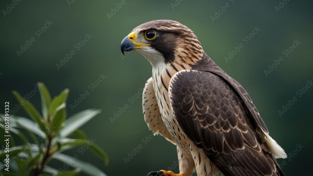 A close-up of a hawk perched on a branch, showcasing its striking features and colors. A close-up of a hawk perched on a branch, showcasing its striking features and colors.