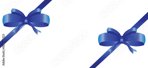 Realistic bows and ribbon for banner, gift card, voucher, social media background template, transparent vector background