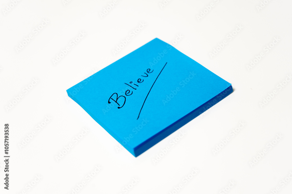 Blue note paper isolated on a white background with copy space for text