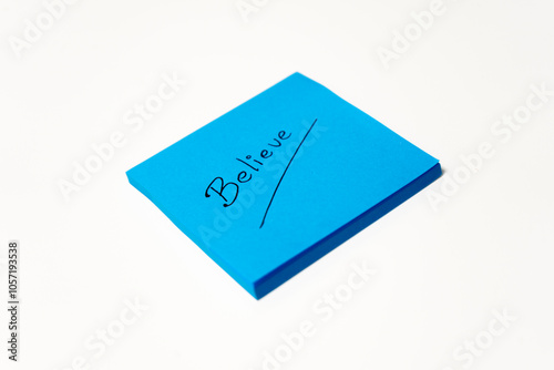 Blue note paper isolated on a white background with copy space for text