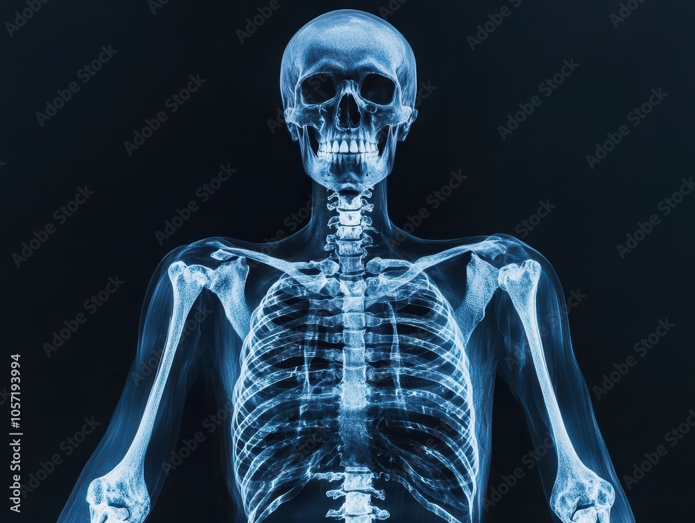 X-ray photo displaying a full skeletal structure of the human body. Professional photo taken with a professional DSLR camera. X-ray photo displaying a full skeletal structure of the human body. Professional photo taken with a professional DSLR camera.