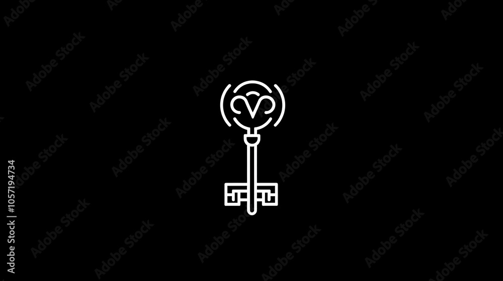 black and white idea key icon Simple outline vector logo black and white idea key icon Simple outline vector logo