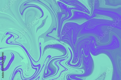 Abstract marble effect background of blue and teal color from twirling waves. Background for design. Marble ink colorful. Can be used for background or wallpaper.