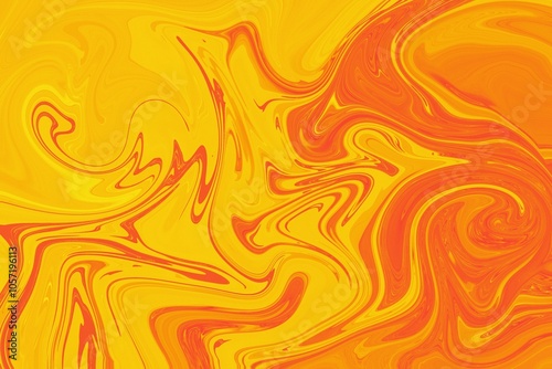 Abstract marble effect background of yellow and orange color from twirling waves. Background for design. Marble ink colorful. Can be used for background or wallpaper.