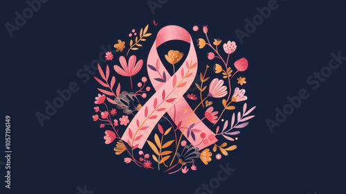 Cute pink ribbon made of materials for cancer awareness day