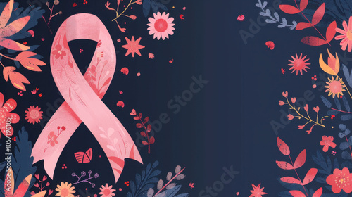Cute pink ribbon made of materials for cancer awareness day