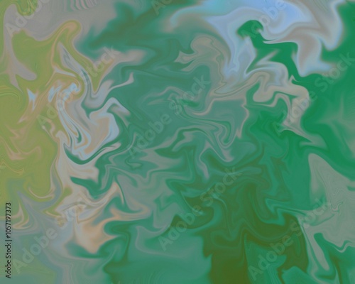 Abstract marble effect background of green and grey color from twirling waves. Background for design. Marble ink colorful. Can be used for background or wallpaper.