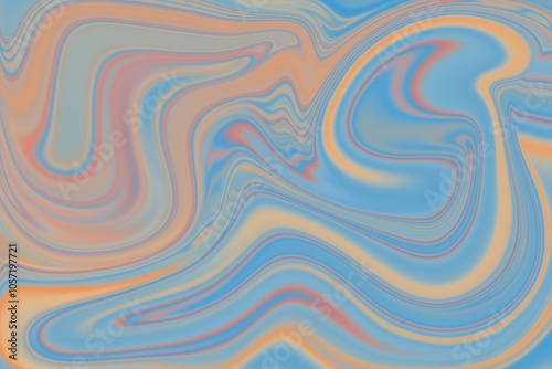 Abstract background of blue and peach color from twirling waves. Background for design. Marble ink colorful. Can be used for background or wallpaper. Good for design or logo background.