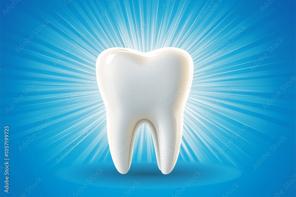 Express the importance of dental care through an illustration A model of white, healthy teeth is presented on a calm background Express the importance of dental care through an illustration A model of white, healthy teeth is presented on a calm background