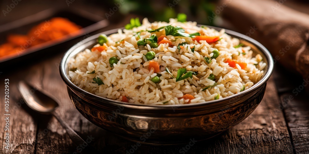 A dish of arhar lentils served alongside rice, highlighting a nutritious and wholesome meal. A dish of arhar lentils served alongside rice, highlighting a nutritious and wholesome meal.