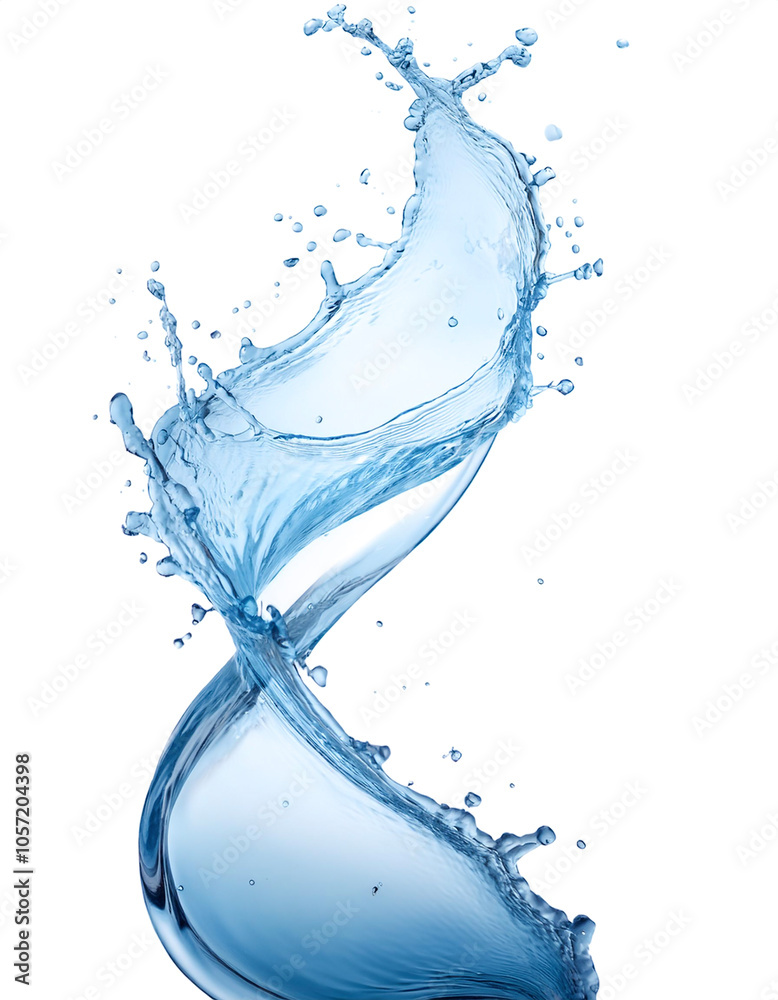 Twisted water splash floating or flying isolated white background Twisted water splash floating or flying isolated white background