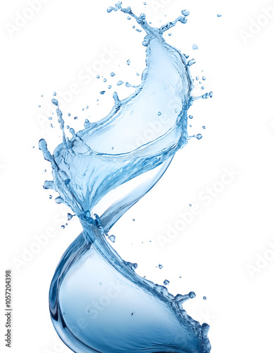 Twisted water splash floating or flying isolated white background