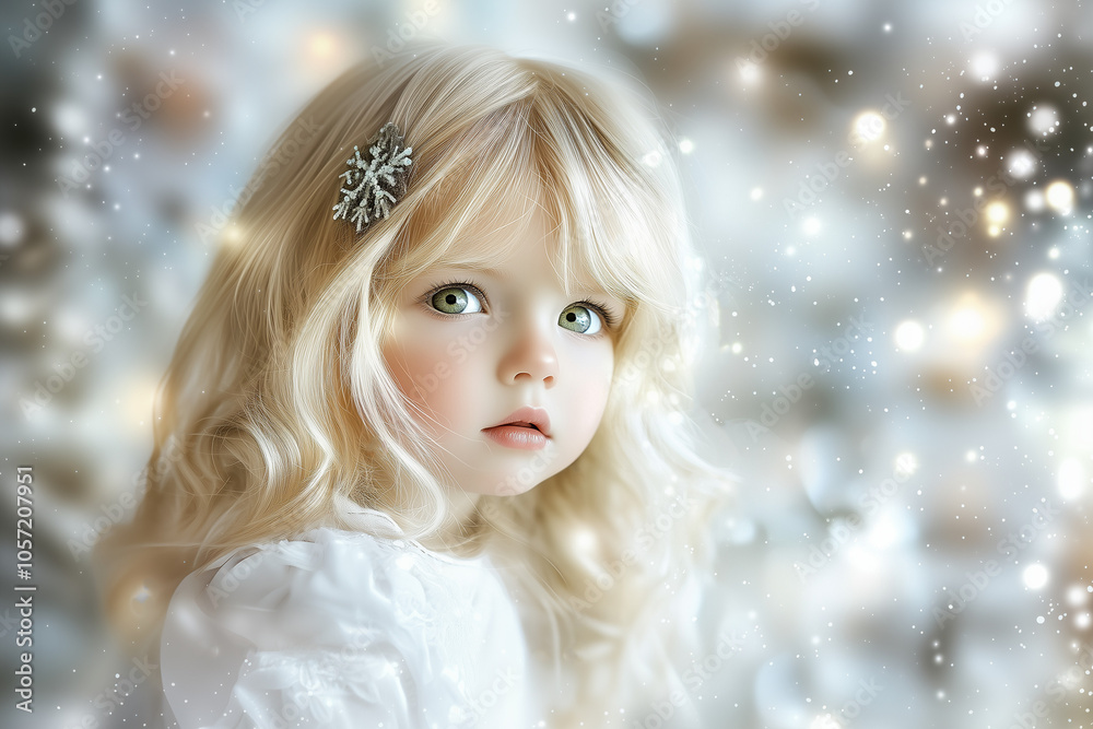 Blonde and Angelic Girl on Christmas Winter Season Blonde and Angelic Girl on Christmas Winter Season