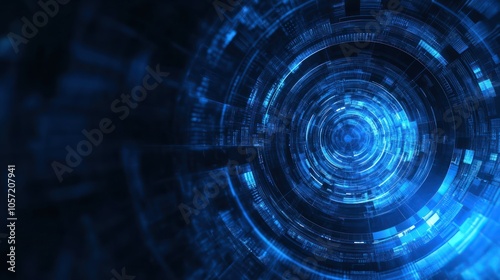 Futuristic blue technology background with abstract digital circular designs, providing ample copy space 32k high resolution