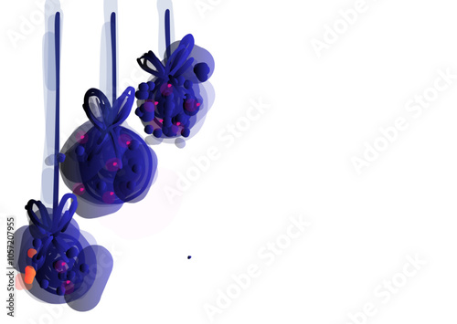 Cartolina Augurale Palline Eleganti color Bluette Celebration Handmande Disegnate a mano 