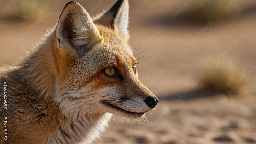 A close-up of a fox showcasing its distinct features in a natural setting. A close-up of a fox showcasing its distinct features in a natural setting.