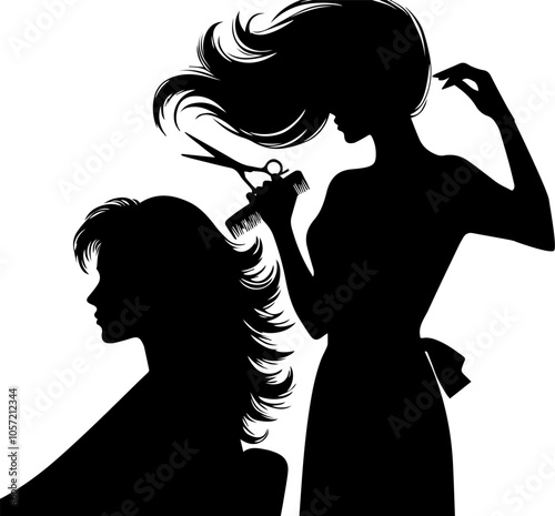 silhouette of a woman"s hair salon