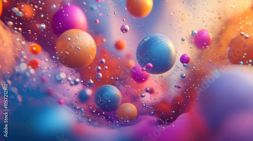 Wallpaper Mural 3D color explosion with vibrant, floating particles and layers of depth in an abstract, dynamic scene Torontodigital.ca