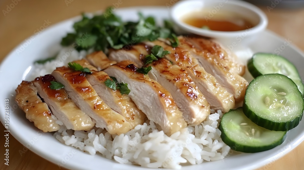 Bai Mon (Cambodian Chicken Rice) – Grilled Chicken with Rice and Cucumber Slices (Cambodian Cuisine) Bai Mon (Cambodian Chicken Rice) – Grilled Chicken with Rice and Cucumber Slices (Cambodian Cuisine)