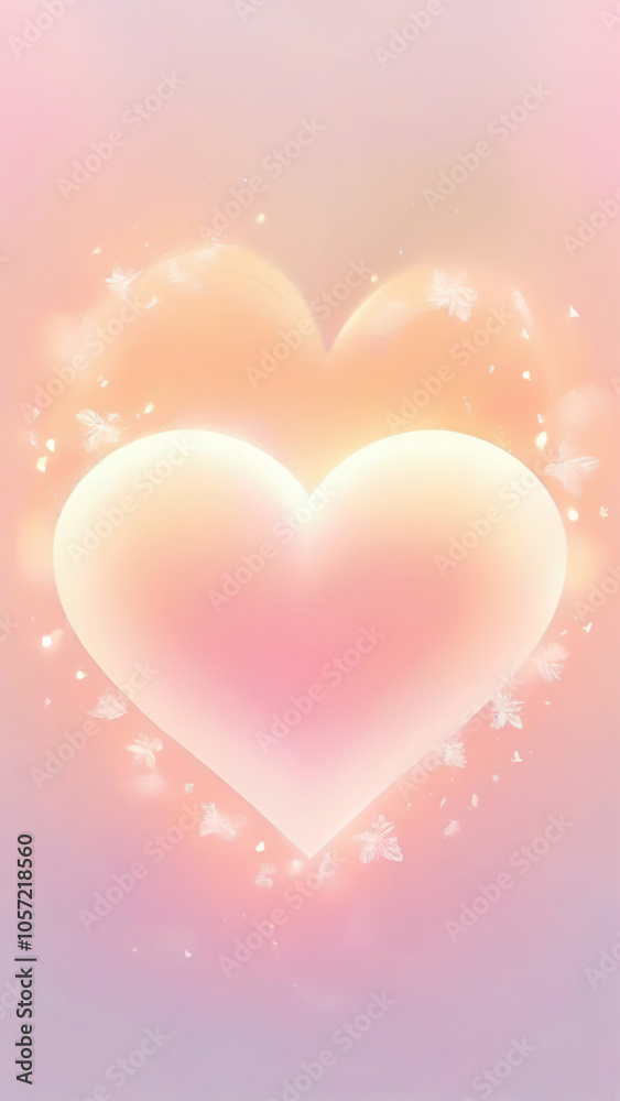 A soft heart shape radiates a gentle glow surrounded by delicate butterflies against a pastel gradient background, creating a romantic and whimsical atmosphere for culture & religion. A soft heart shape radiates a gentle glow surrounded by delicate butterflies against a pastel gradient background, creating a romantic and whimsical atmosphere for culture & religion.