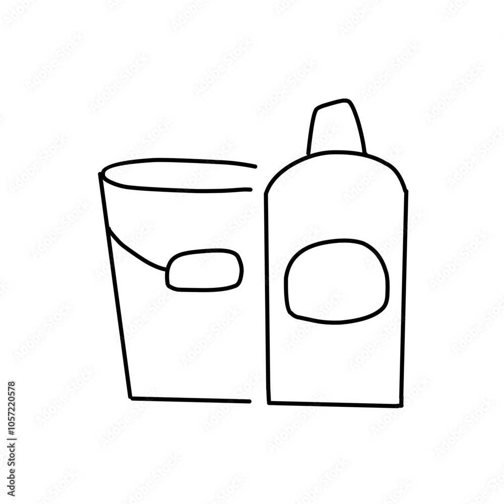 Cleaning kit outline icons set vector Cleaning kit outline icons set vector