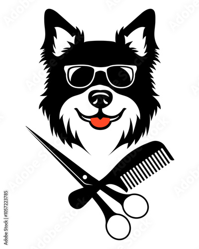 grooming pet cats and dogs logo for your business or company vector illustration isolated on white background