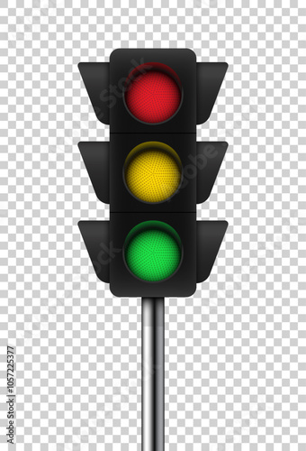 street traffic light isolated on transparent background
