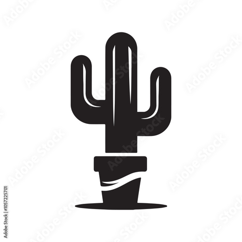 Cactus Silhouette Vector Illustration – Perfect for Graphic Design Projects